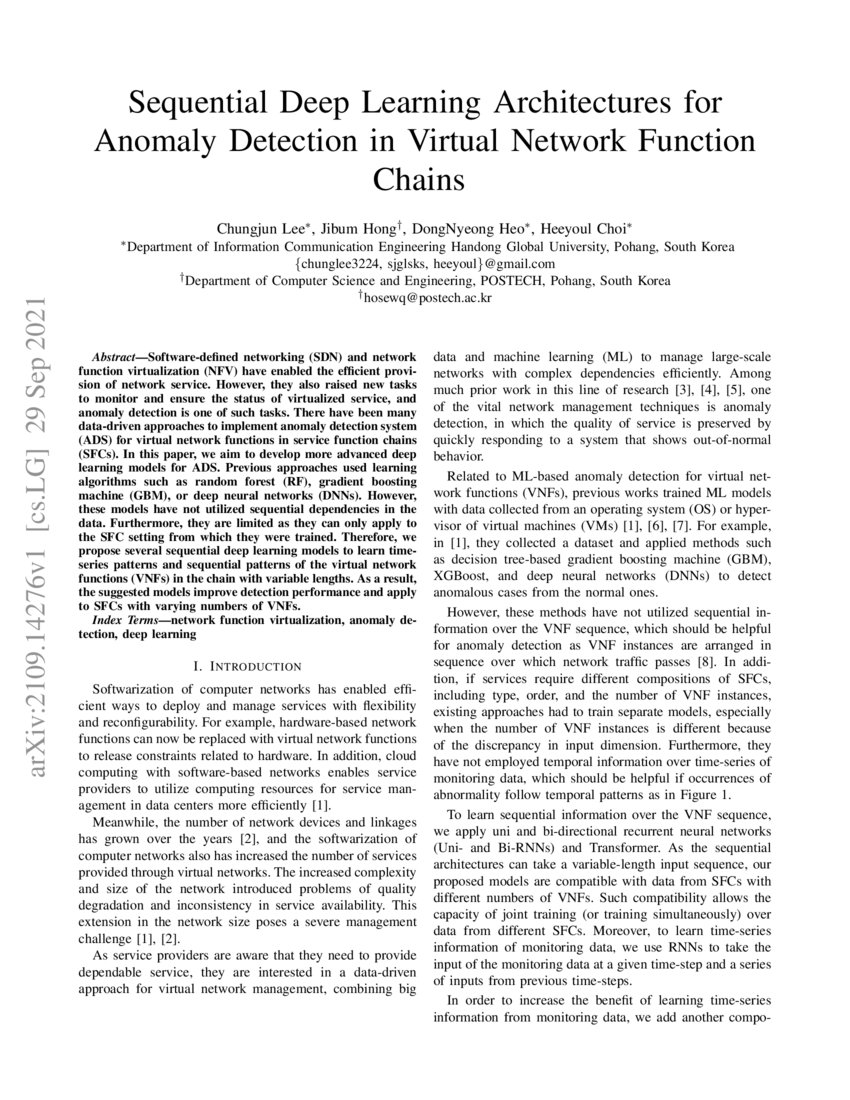 Sequential Deep Learning Architectures for Anomaly Detection in Virtual ...