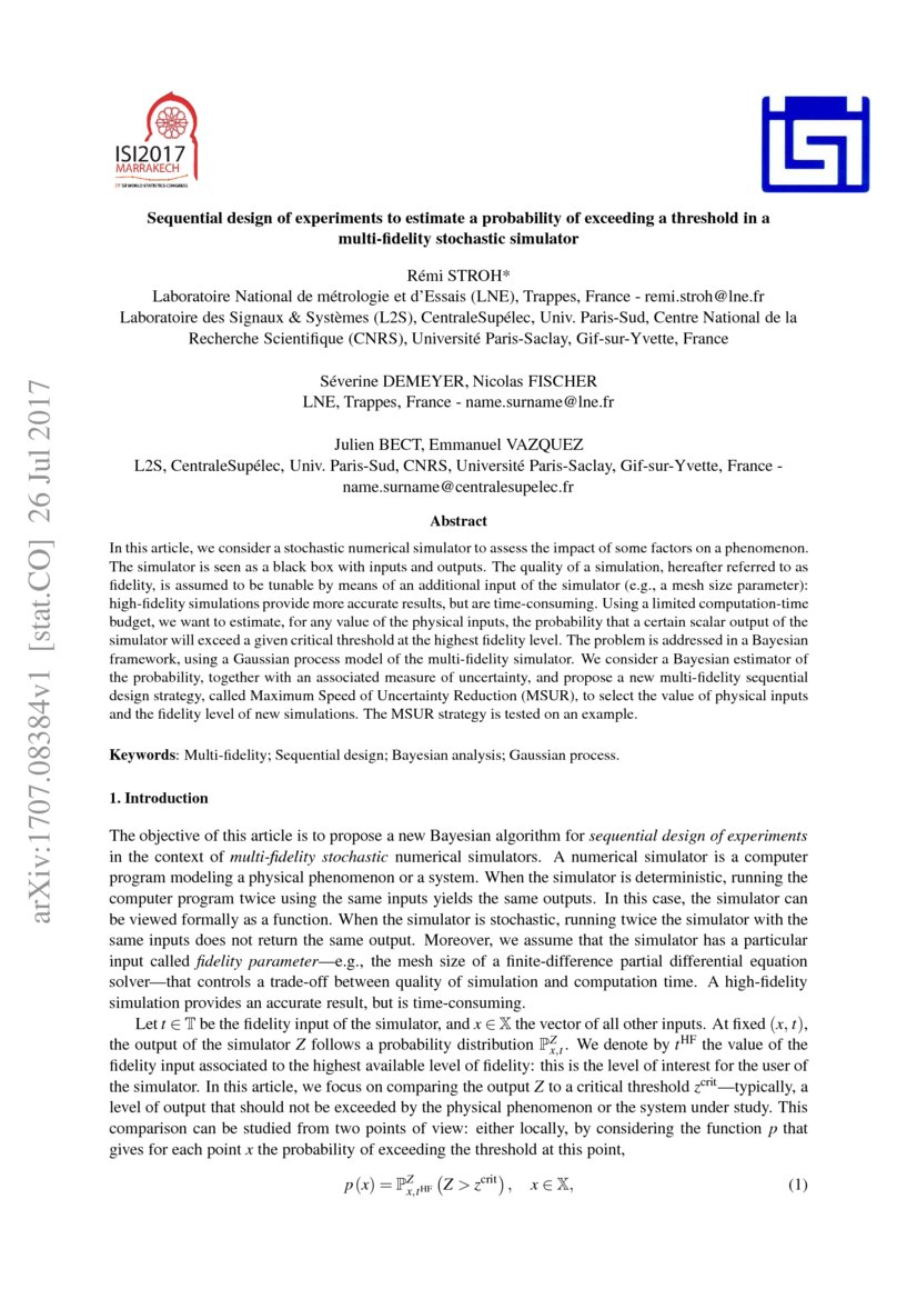 Sequential design of experiments to estimate a probability of exceeding
