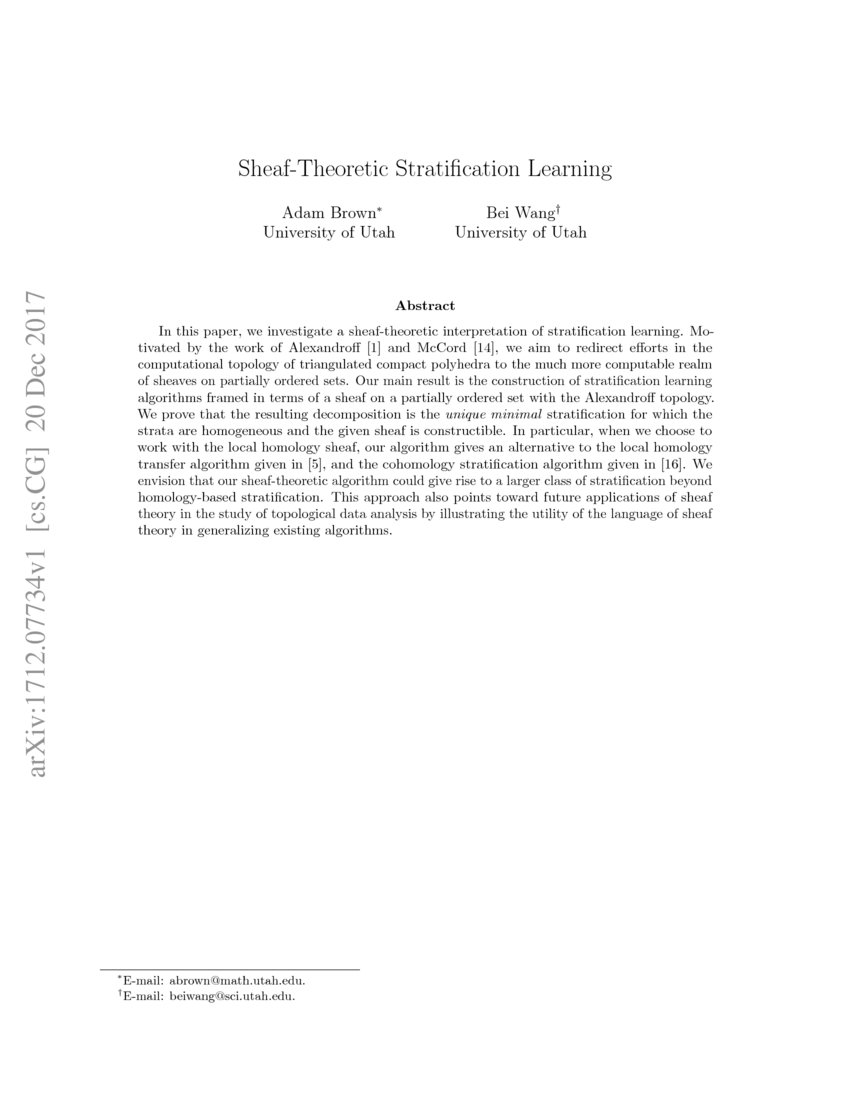 SheafTheoretic Stratification Learning DeepAI