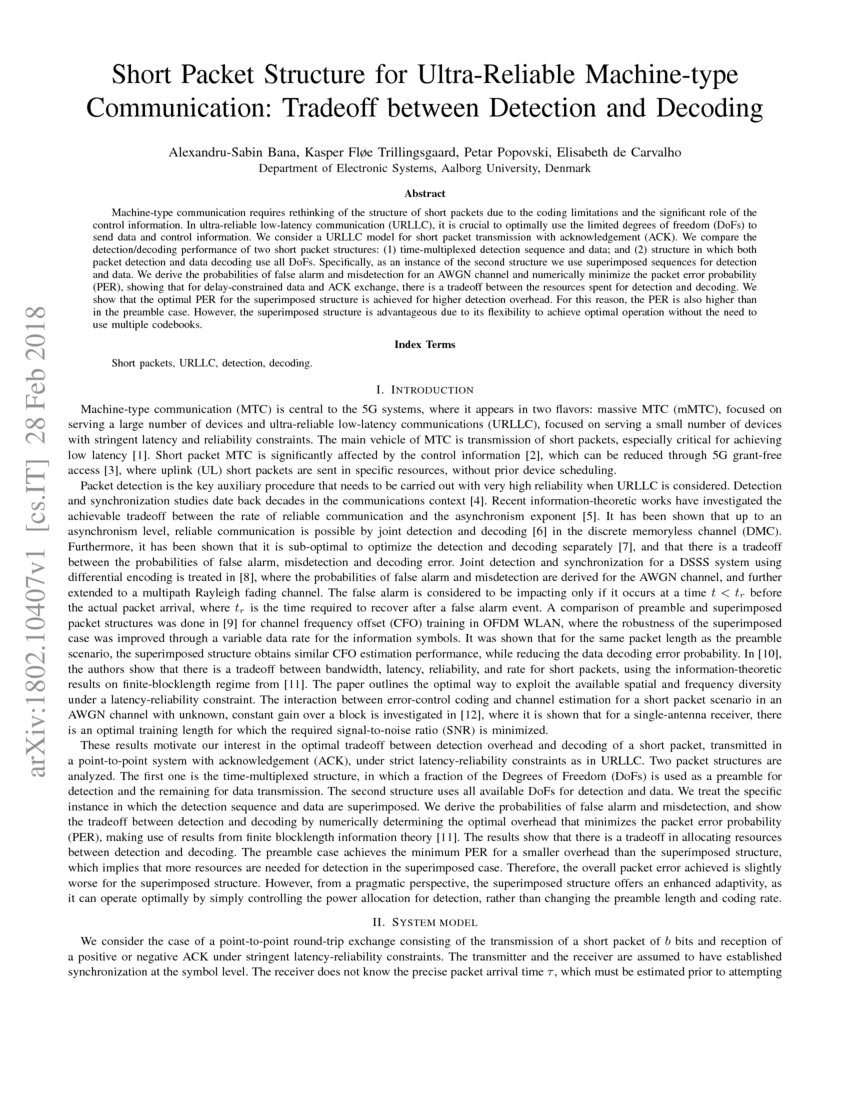 Short Packet Structure for Ultra-Reliable Machine-type Communication ...