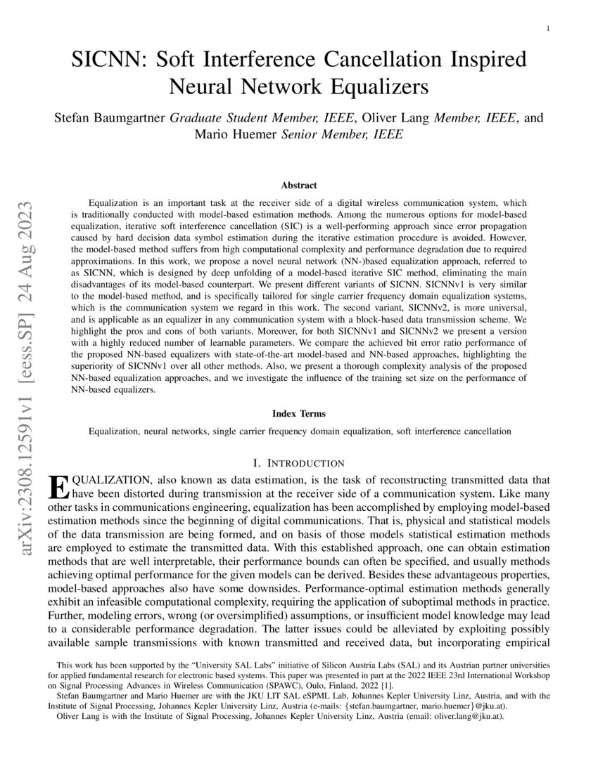 SICNN Soft Interference Cancellation Inspired Neural Network