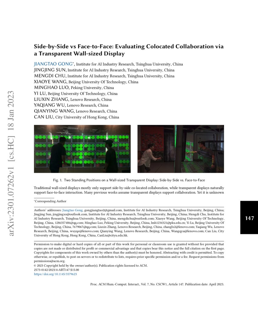 Side-by-Side vs Face-to-Face: Evaluating Colocated Collaboration via a ...