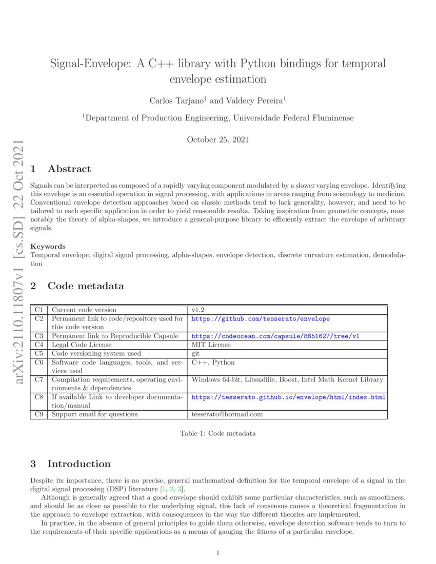 Signal-Envelope: A C++ library with Python bindings for temporal ...