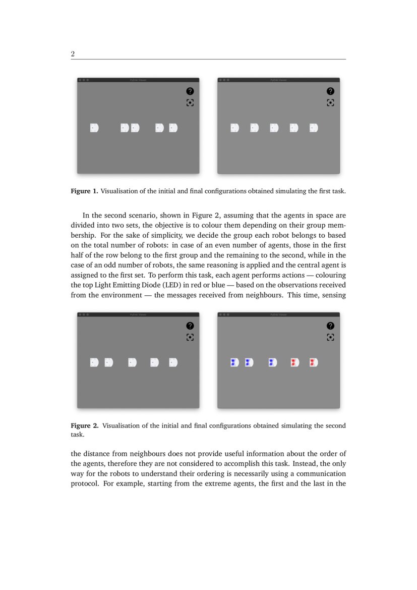Simulation of robot swarms for learning communicationaware