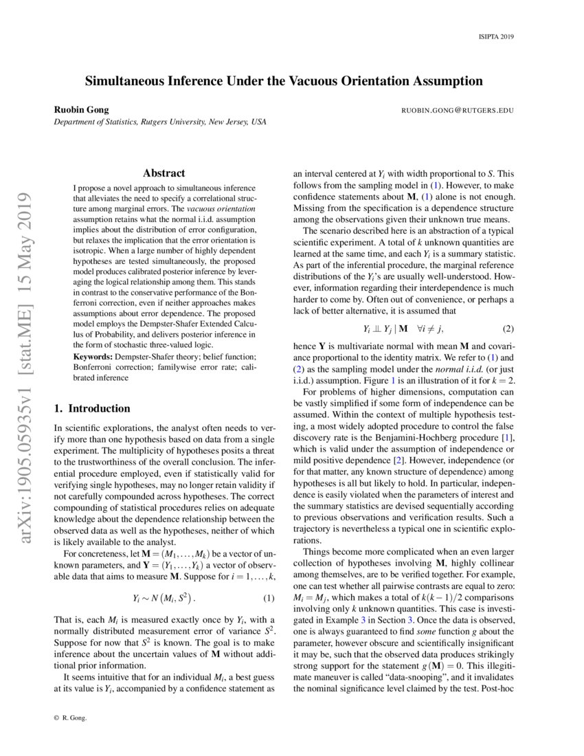 Simultaneous Inference Under the Vacuous Orientation Assumption | DeepAI