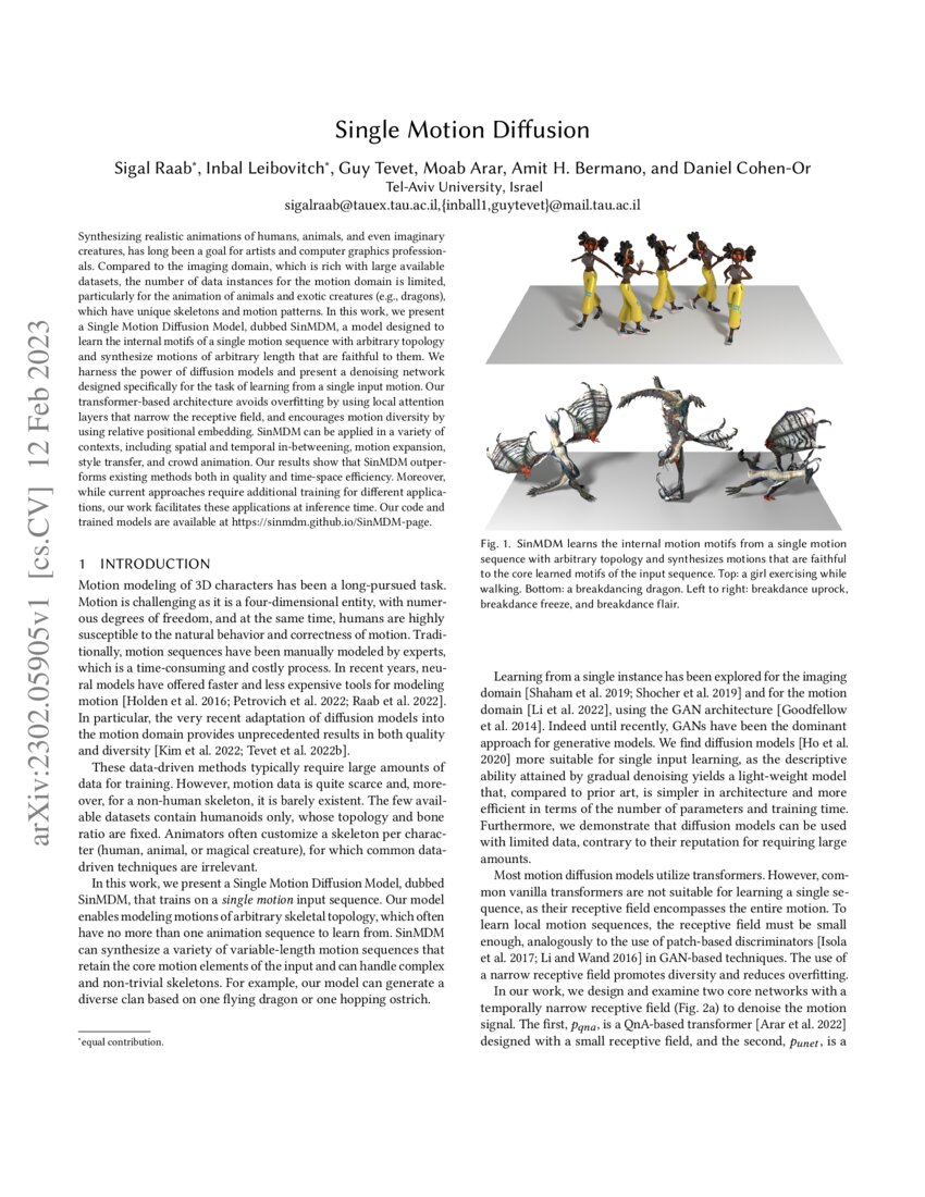 Single Motion Diffusion DeepAI
