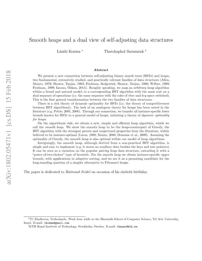 Smooth heaps and a dual view of selfadjusting data structures DeepAI