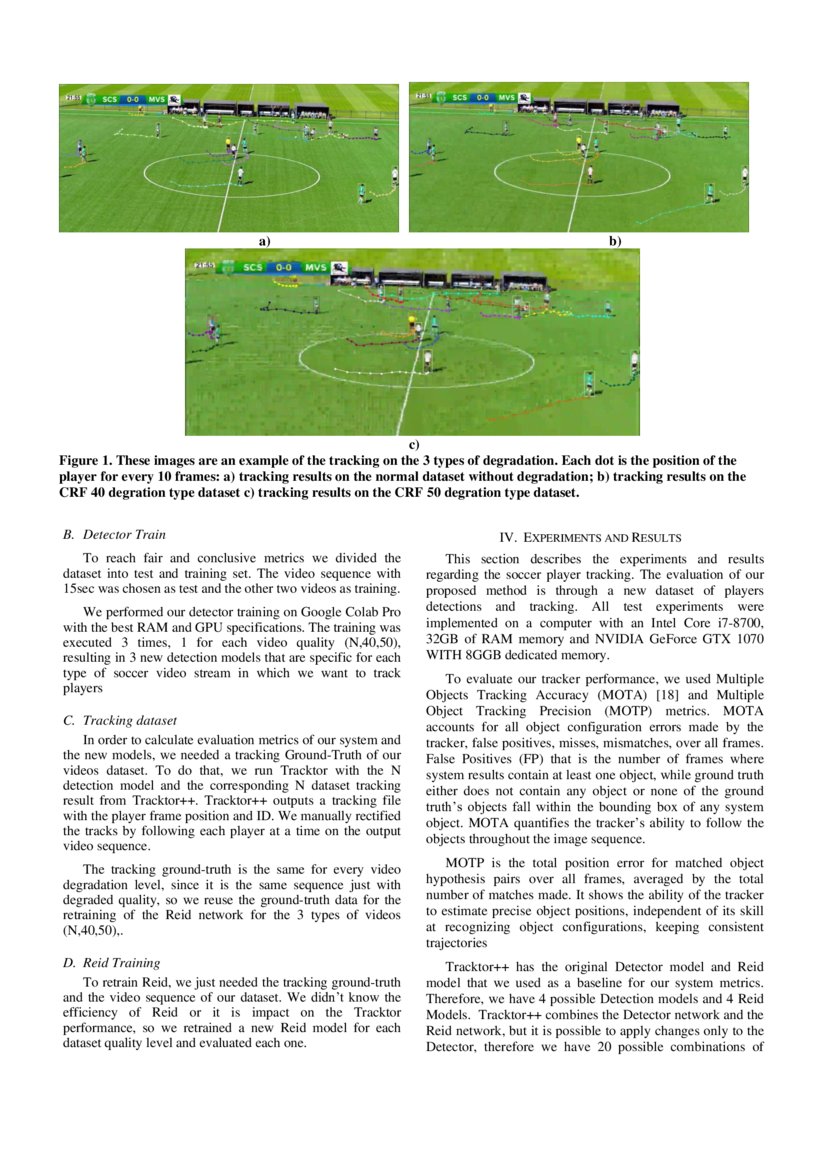 Soccer Player Tracking in Low Quality Video DeepAI