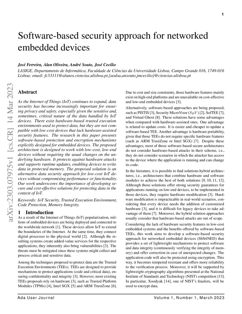 Softwarebased security approach for networked embedded devices DeepAI