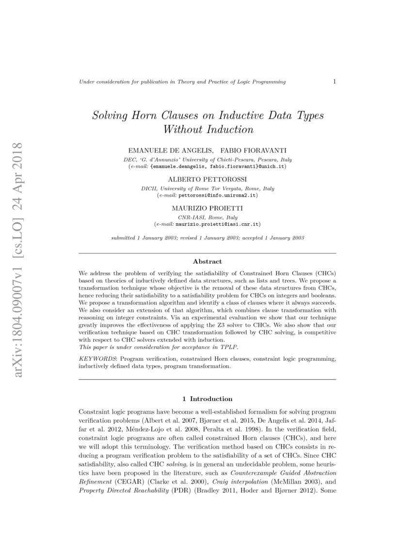 Solving Horn Clauses on Inductive Data Types Without Induction | DeepAI