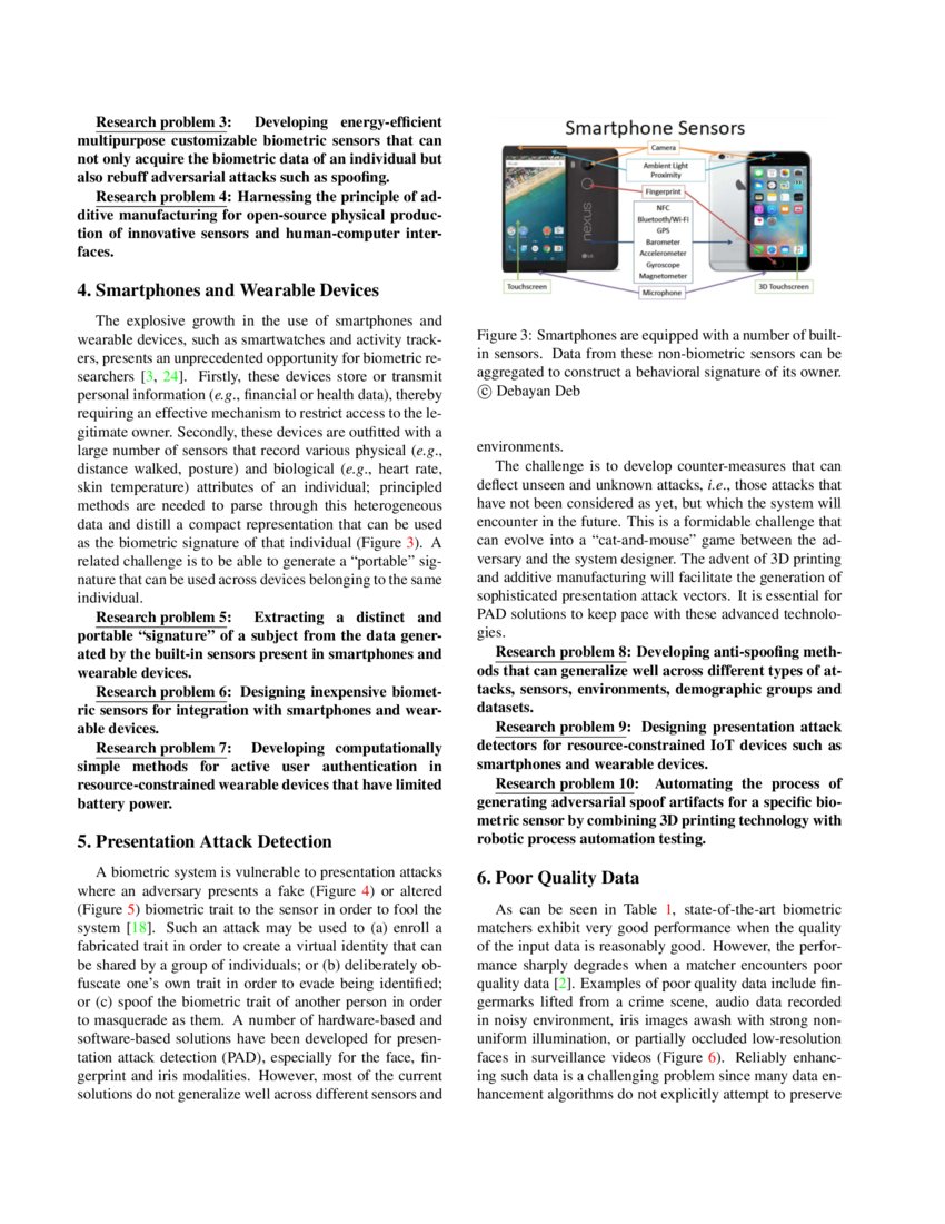 Some Research Problems in Biometrics The Future Beckons DeepAI