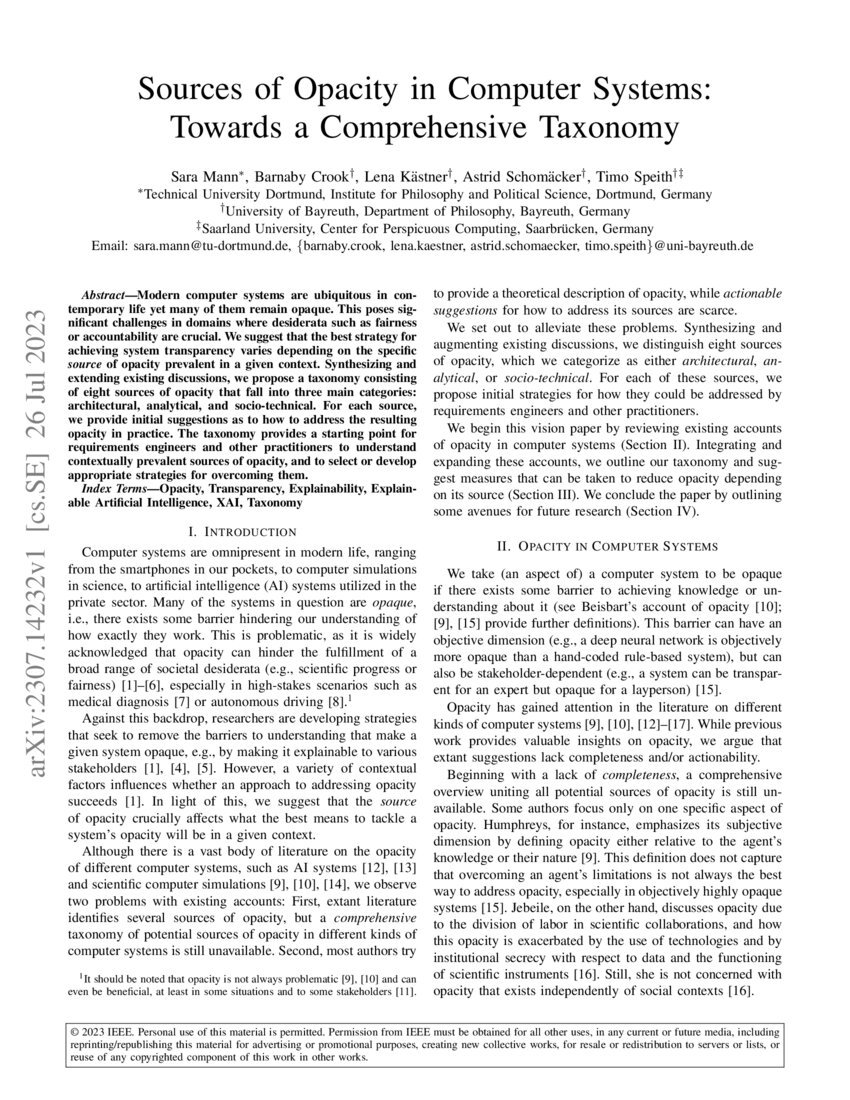 Sources of Opacity in Computer Systems: Towards a Comprehensive ...