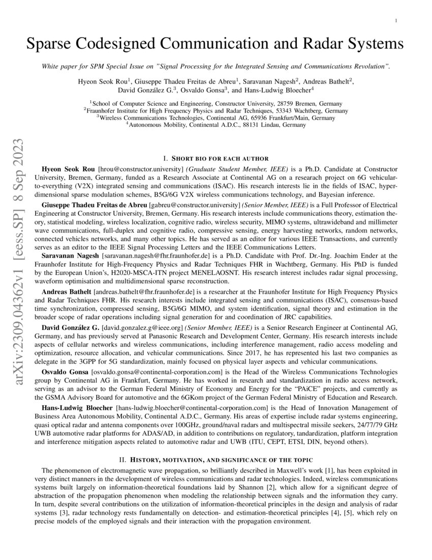 Sparse Codesigned Communication and Radar Systems DeepAI