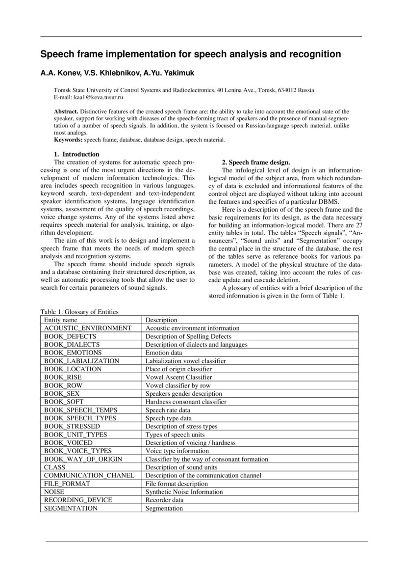 Speech frame implementation for speech analysis and recognition | DeepAI