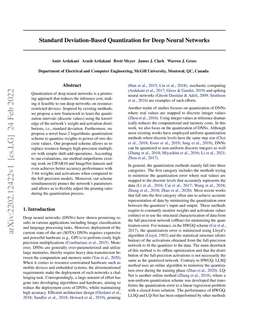 Standard DeviationBased Quantization for Deep Neural Networks DeepAI