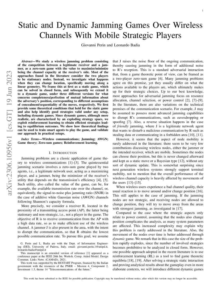 Static and Dynamic Jamming Games Over Wireless Channels With Mobile