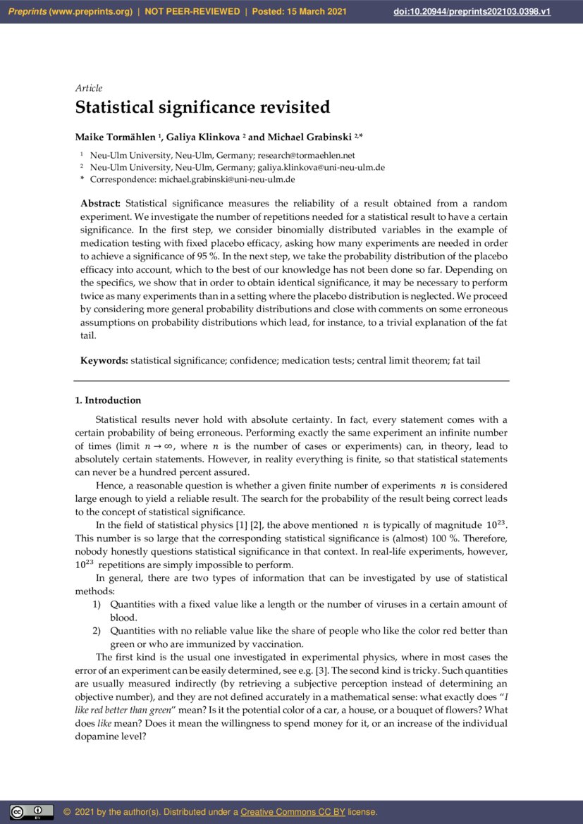Statistical significance revisited | DeepAI