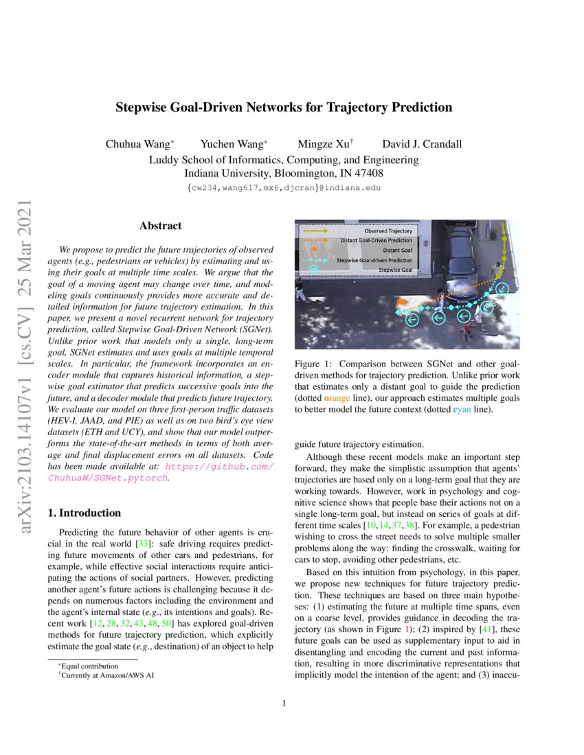 Stepwise GoalDriven Networks for Trajectory Prediction DeepAI