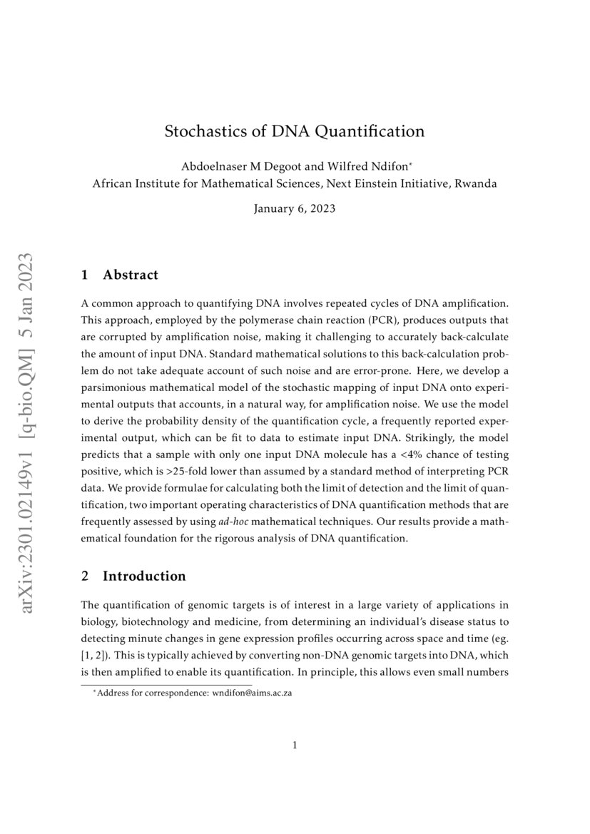 Stochastics of DNA Quantification DeepAI