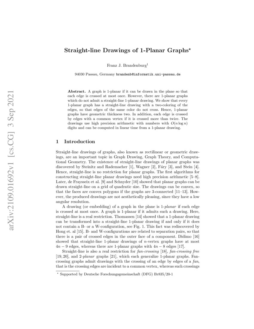 Straightline Drawings of 1Planar Graphs DeepAI