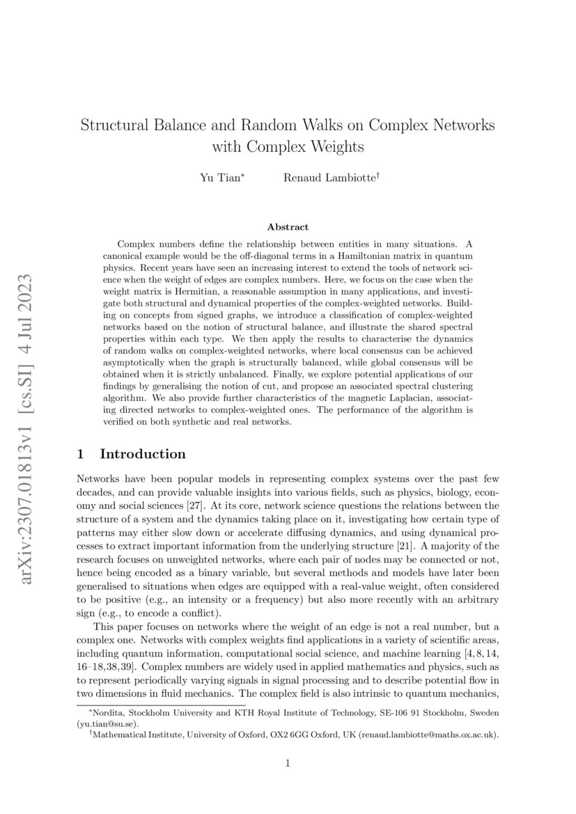 Structural Balance and Random Walks on Complex Networks with Complex Weights DeepAI