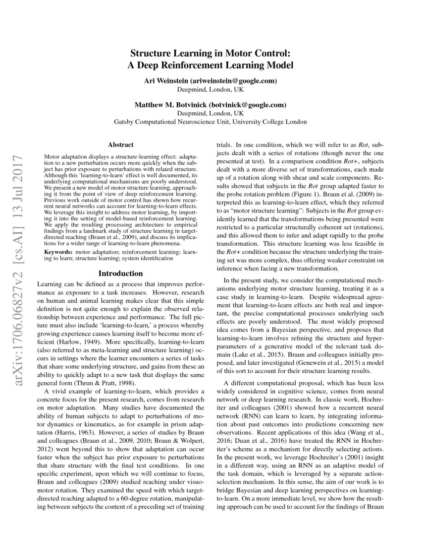 Structure Learning in Motor Control:A Deep Reinforcement Learning Model ...