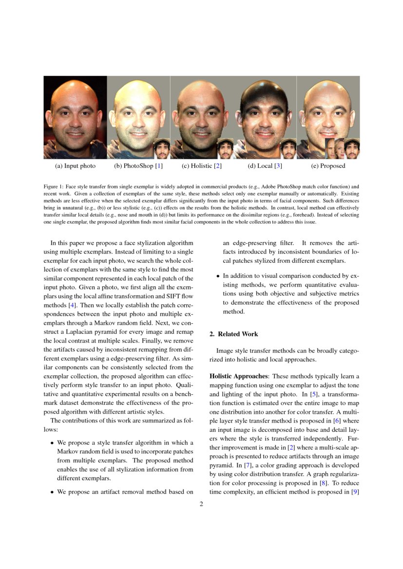 Stylizing Face Images via Multiple Exemplars | DeepAI