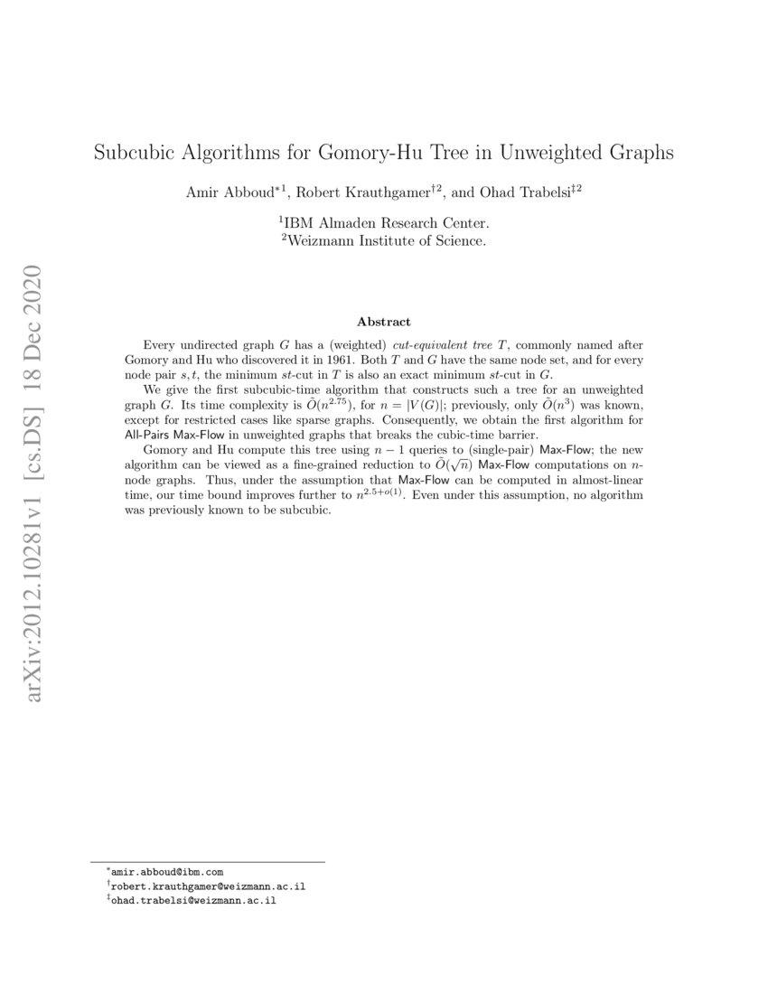 Subcubic Algorithms for Gomory-Hu Tree in Unweighted Graphs | DeepAI