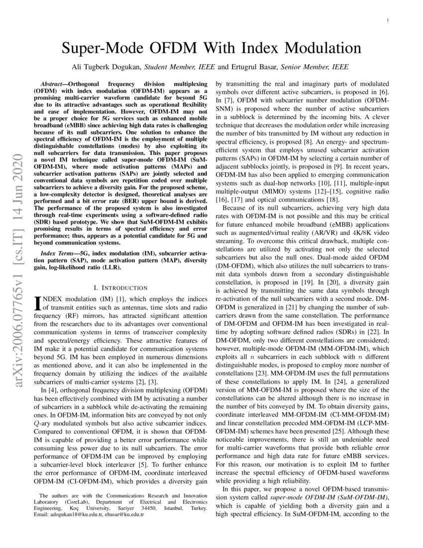 SuperMode OFDM with Index Modulation DeepAI