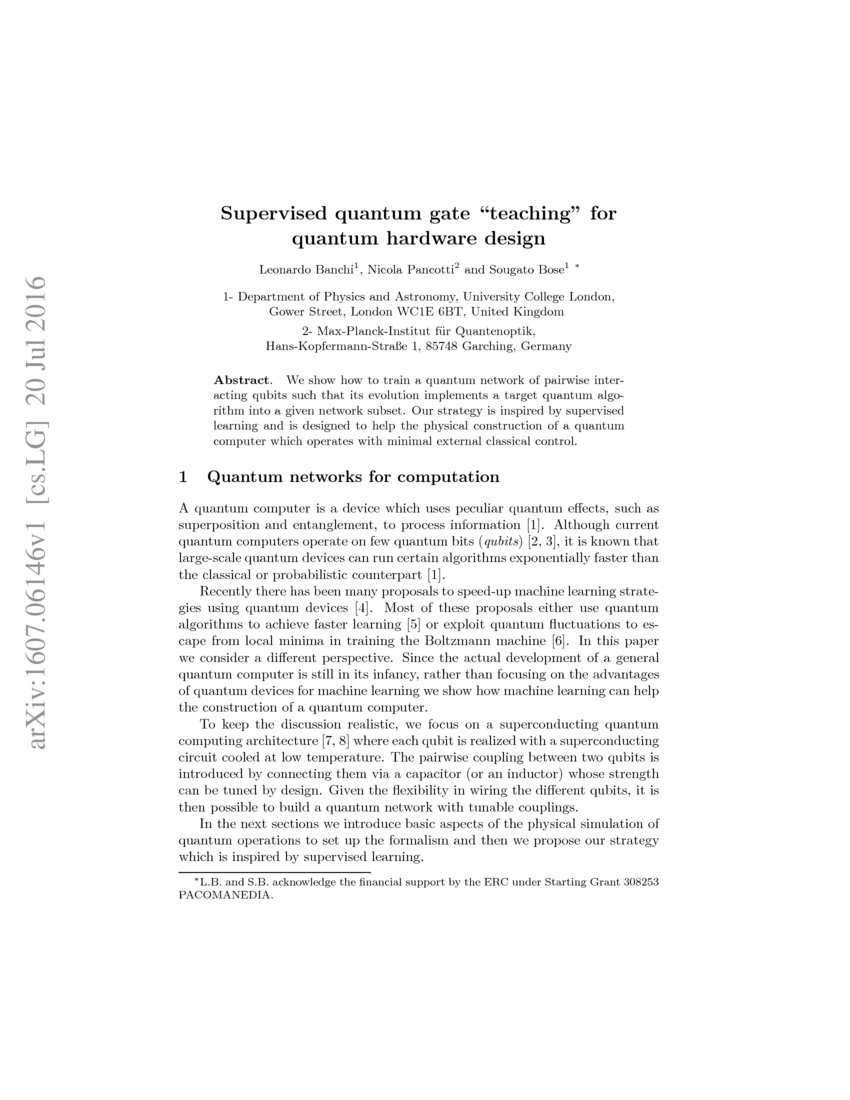 Supervised quantum gate "teaching" for quantum hardware design DeepAI