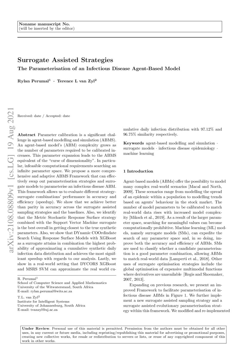 Surrogate Assisted Strategies (The Parameterisation of an Infectious