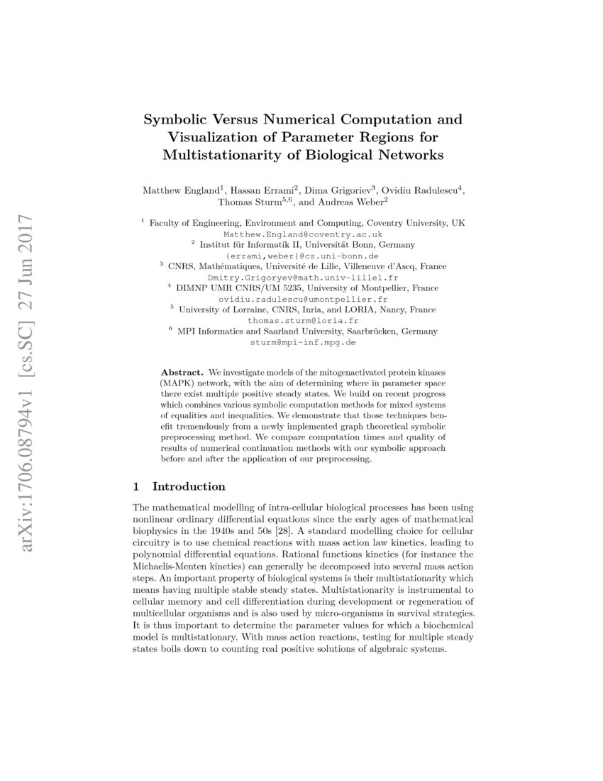 Symbolic Versus Numerical Computation and Visualization of Parameter ...