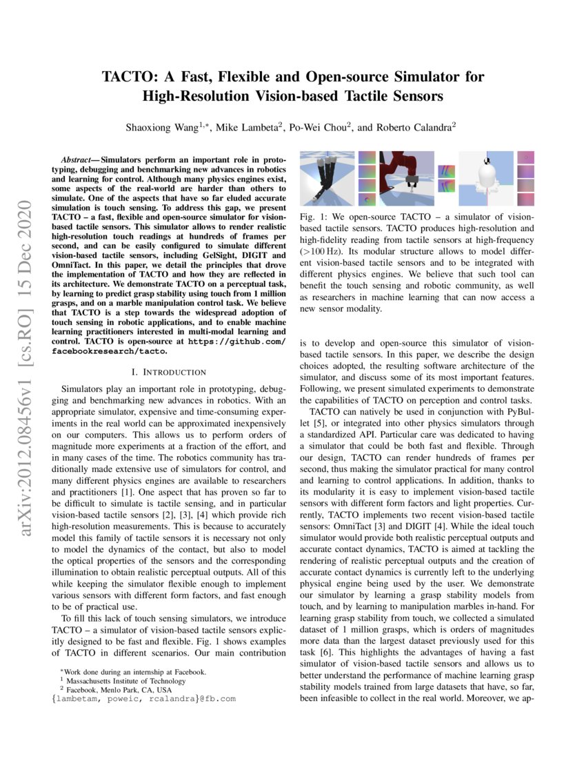 TACTO: A Fast, Flexible and Open-source Simulator for High-Resolution ...