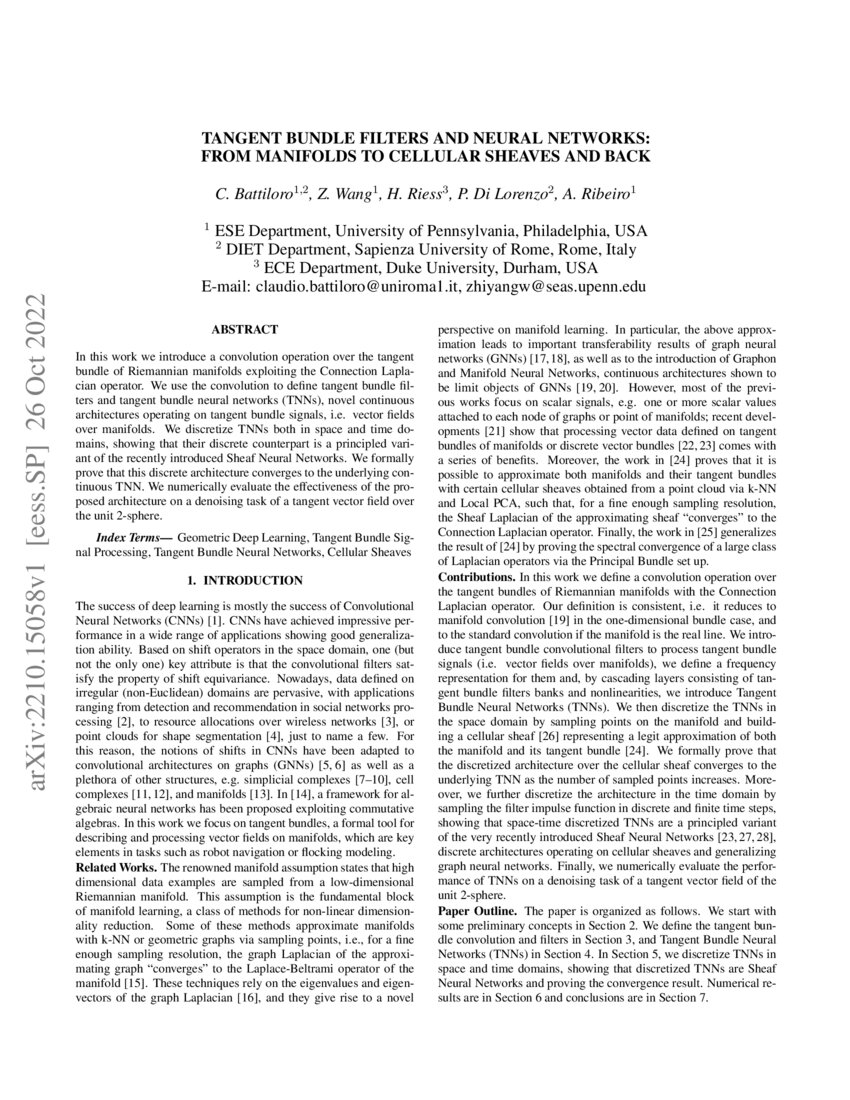 Tangent Bundle Filters and Neural Networks from Manifolds to Cellular