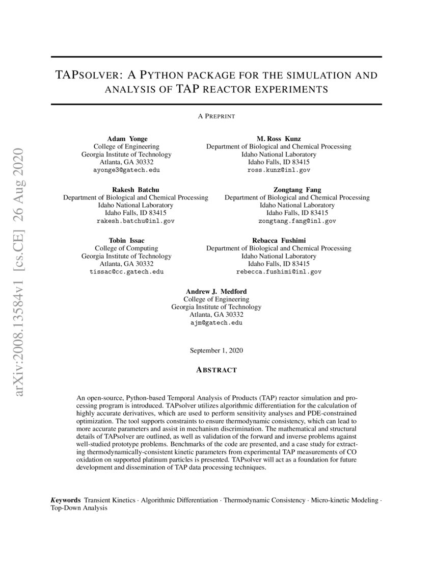 TAPsolver: A Python package for the simulation and analysis of TAP ...