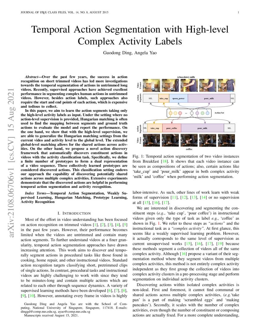 Temporal Action Segmentation with High-level Complex Activity Labels ...