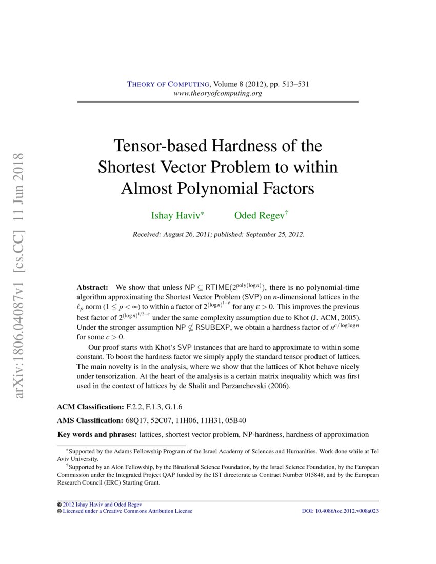 Tensor-based Hardness of the Shortest Vector Problem to within Almost ...