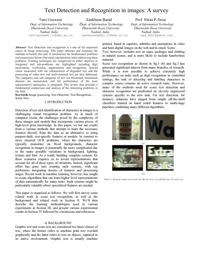 Text Detection and Recognition in images: A survey | DeepAI