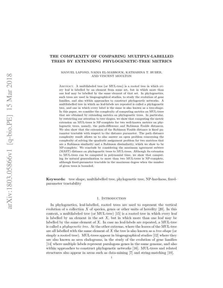 The complexity of comparing multiplylabelled trees by extending