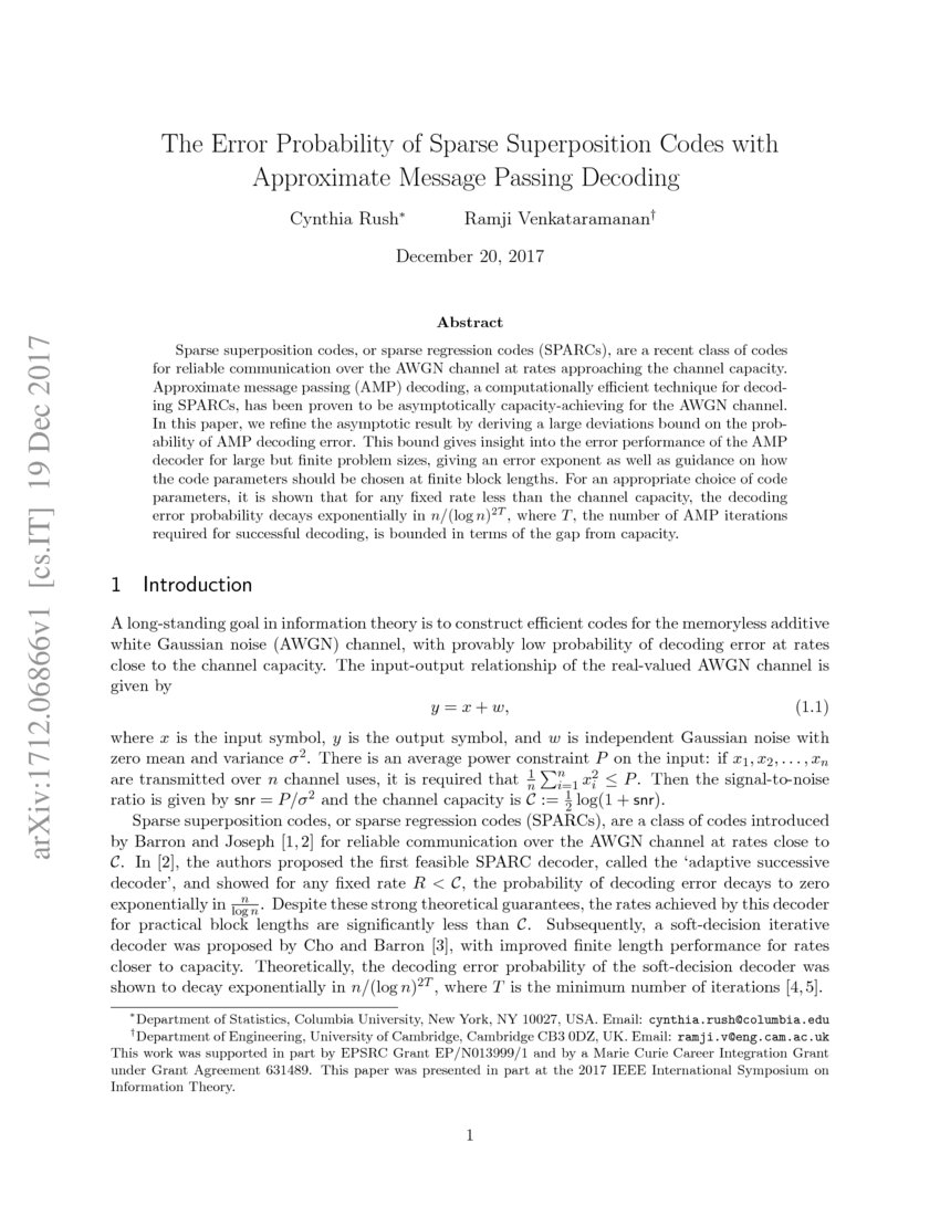 The Error Probability of Sparse Superposition Codes with Approximate