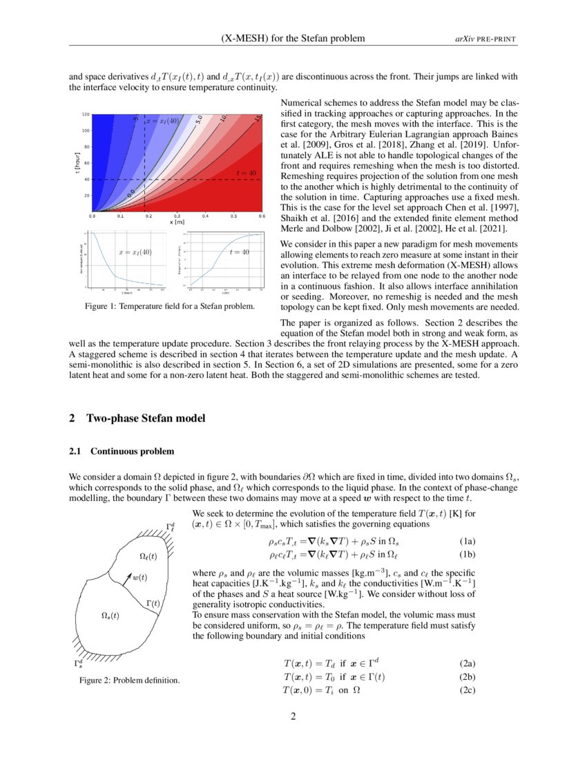 Stifin Problem Phase Change The eXtreme Mesh deformation approach (X-MESH) for the Stefan phase ...