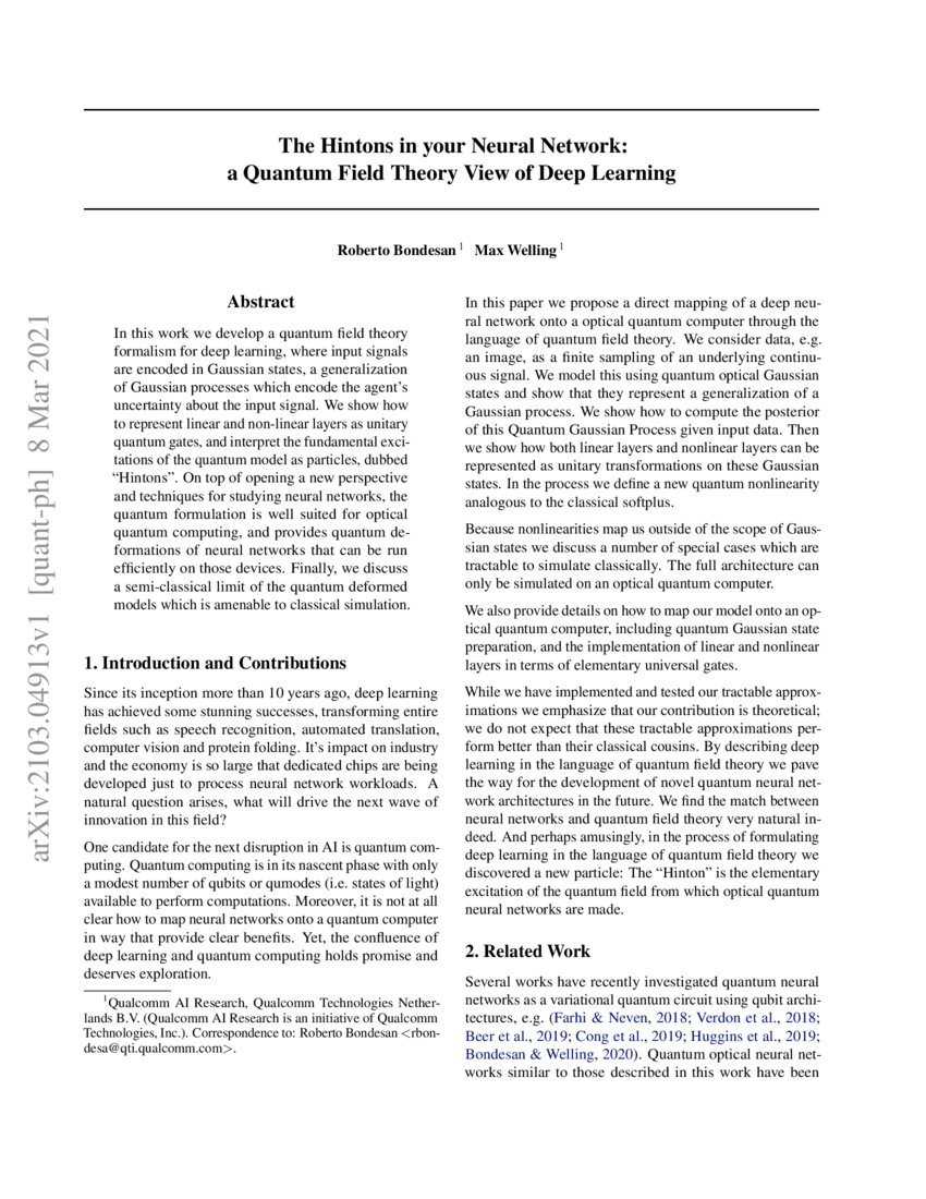 The Hintons in your Neural Network a Quantum Field Theory View of Deep