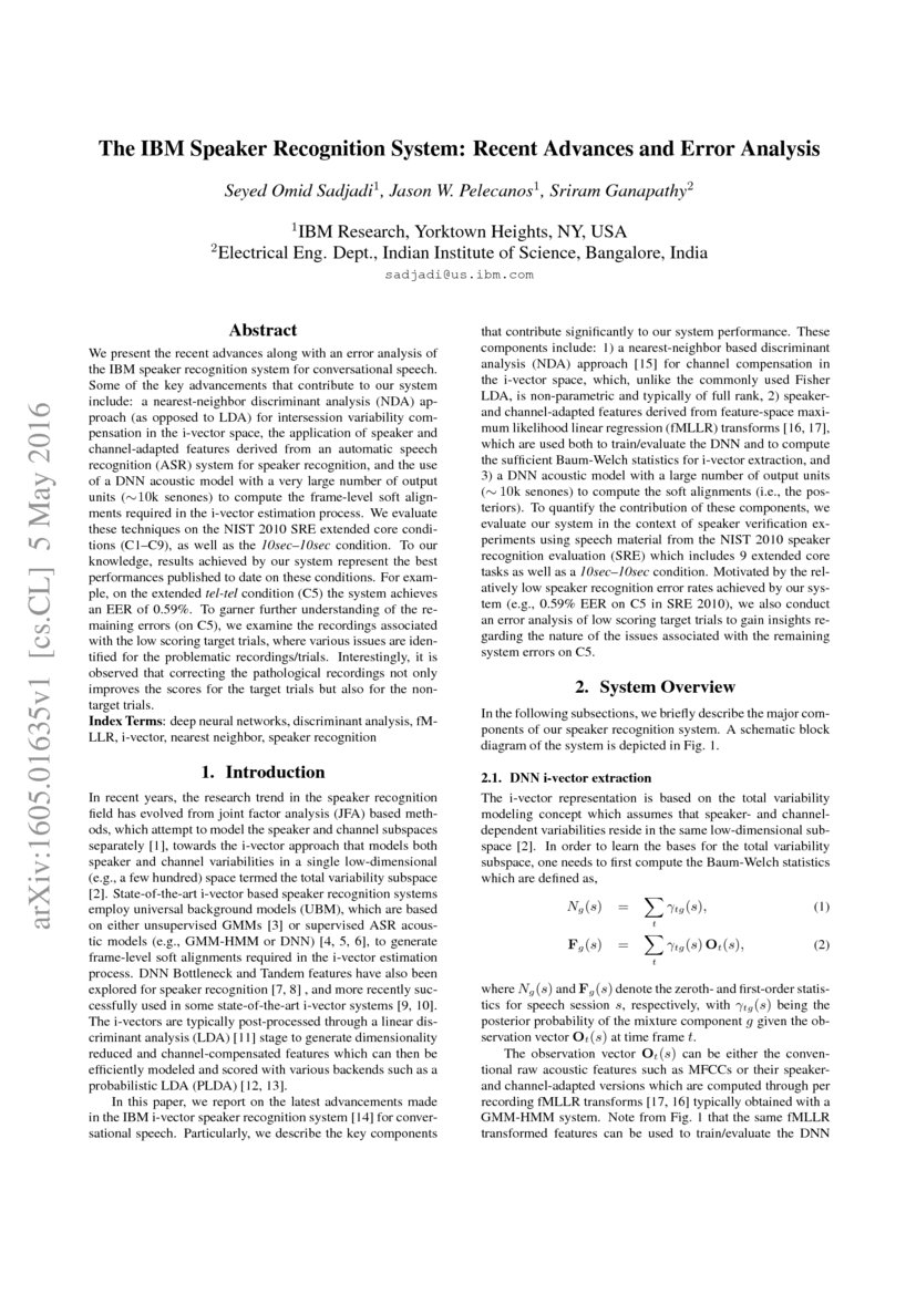 The IBM Speaker Recognition System Recent Advances and Error Analysis