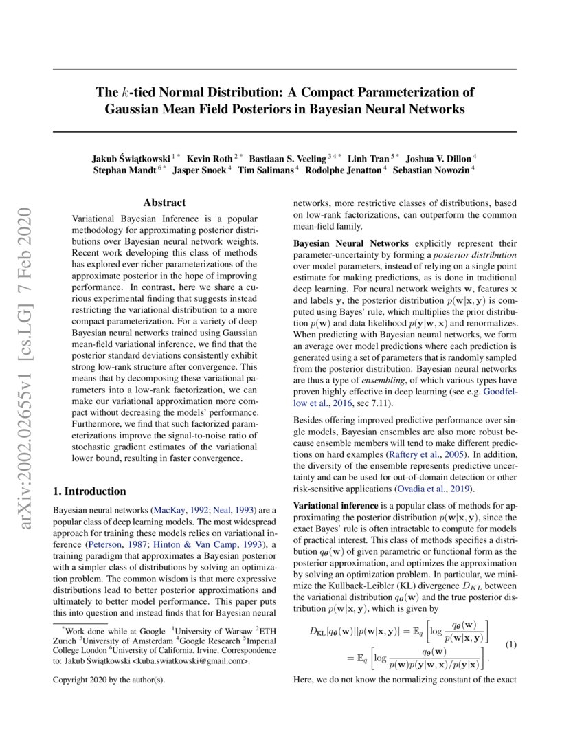 The k-tied Normal Distribution: A Compact Parameterization of Gaussian ...