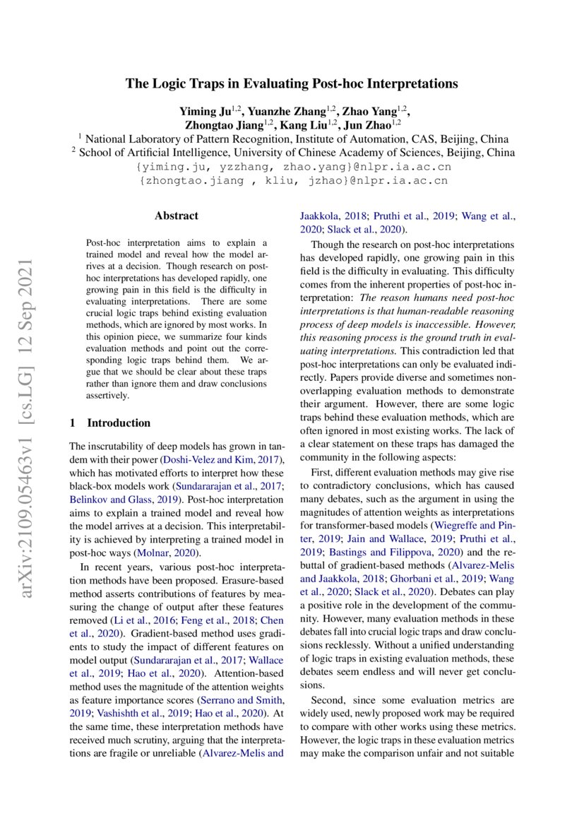 The Logic Traps in Evaluating Posthoc Interpretations DeepAI
