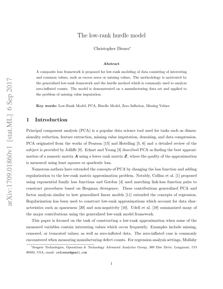 The lowrank hurdle model DeepAI