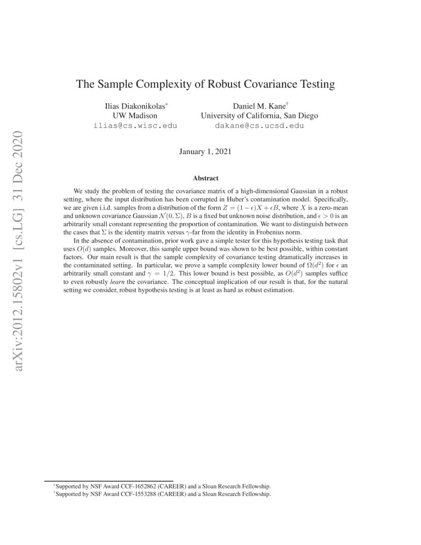 The Sample Complexity of Robust Covariance Testing | DeepAI
