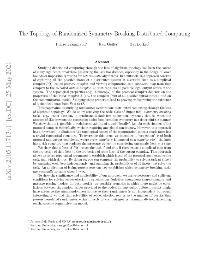 The Topology of Randomized Symmetry-Breaking Distributed Computing | DeepAI