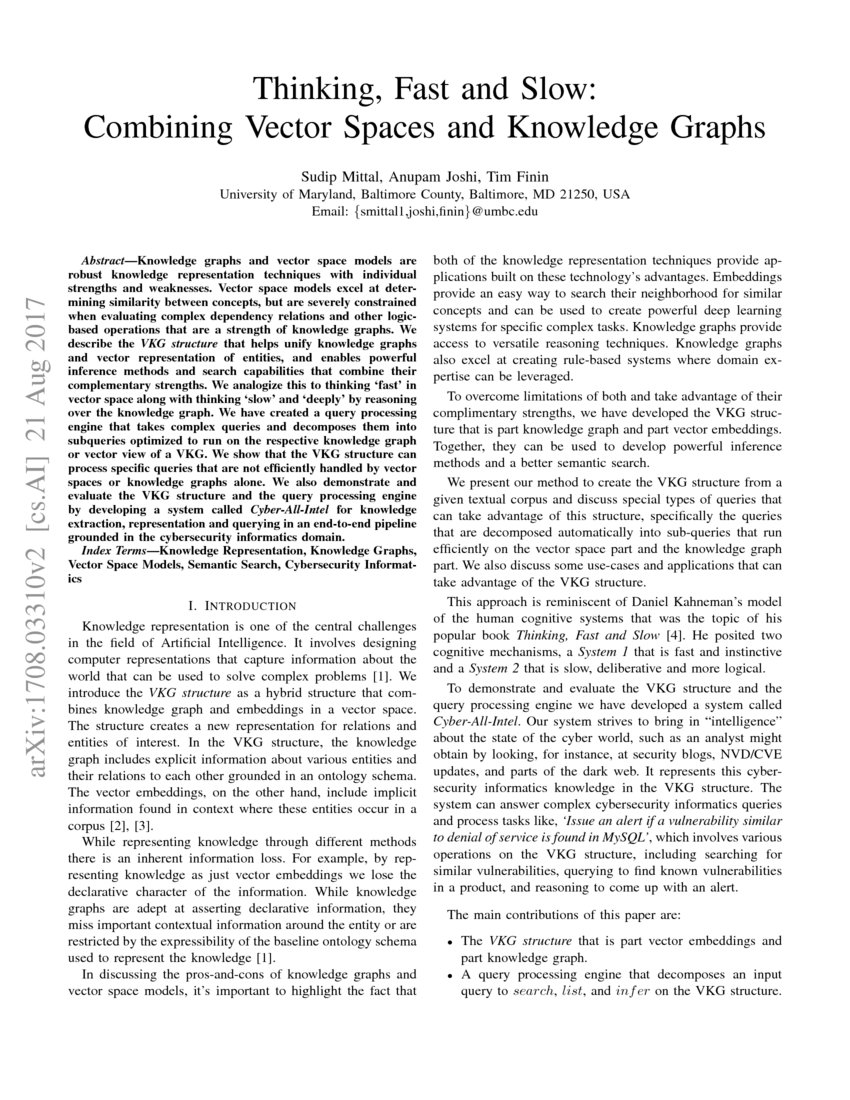 Thinking, Fast and Slow: Combining Vector Spaces and Knowledge Graphs ...