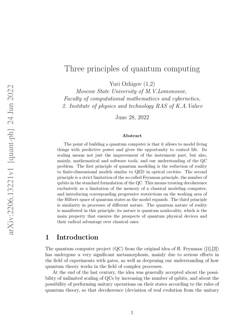 Three principles of quantum computing | DeepAI